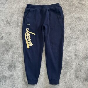 Lacoste Sweatpants Mens M Medium Crocodile Calligraphy Spellout Joggers Fleece